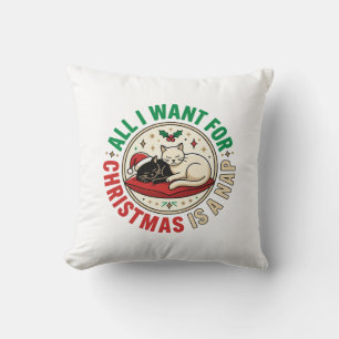 Coussin Conception de vacances de sieste de chat de Noël