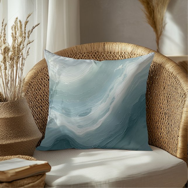 Coussin Conception de vagues de plage océanique bleu vert  (Créateur téléchargé)