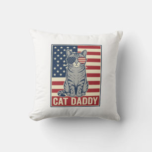 Coussin Conception de vecteur de chat patriotique Cat Dadd