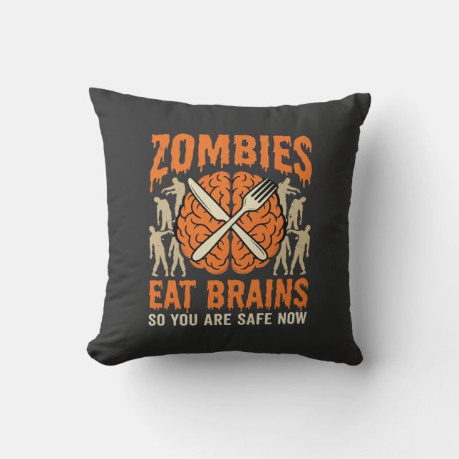 Coussin Conception de vecteur drôle de zombie mangeant des (Recto)