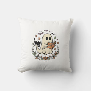 Coussin Conception de vecteur floral de chat fantôme vinta