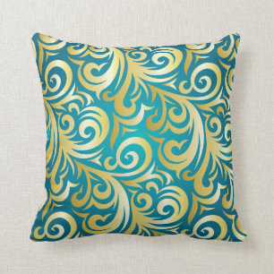 Coussin Conception de Verder d'or et de turquoise