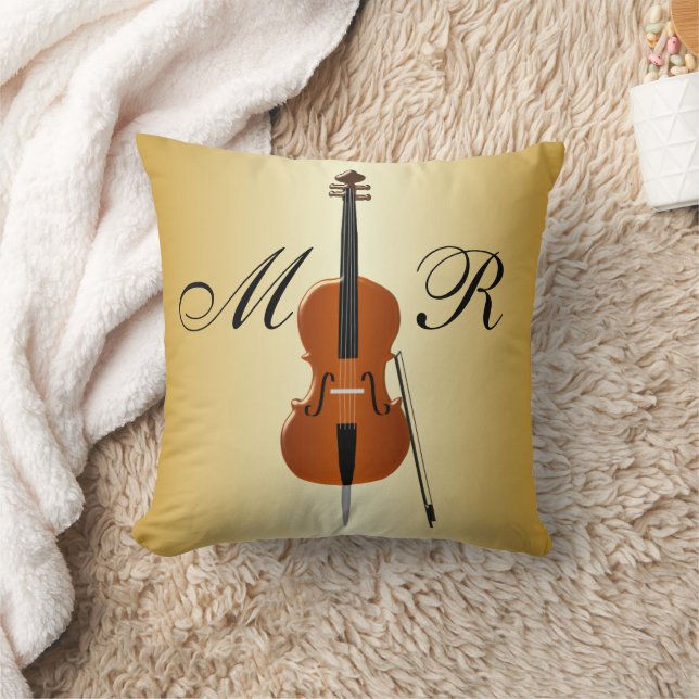Coussin Conception de violoncelle monogrammée (Couverture)