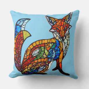 Coussin Conception de vitrail majestueux renard