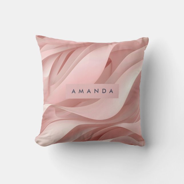 Coussin Conception d'écoulement abstrait rose blush doux p (Recto)