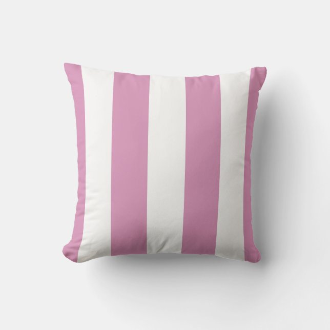 Coussin Conception des bandes verticales rose et blanc dou (Recto)