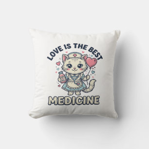 Coussin Conception d'infirmière mignonne chat l'amour est