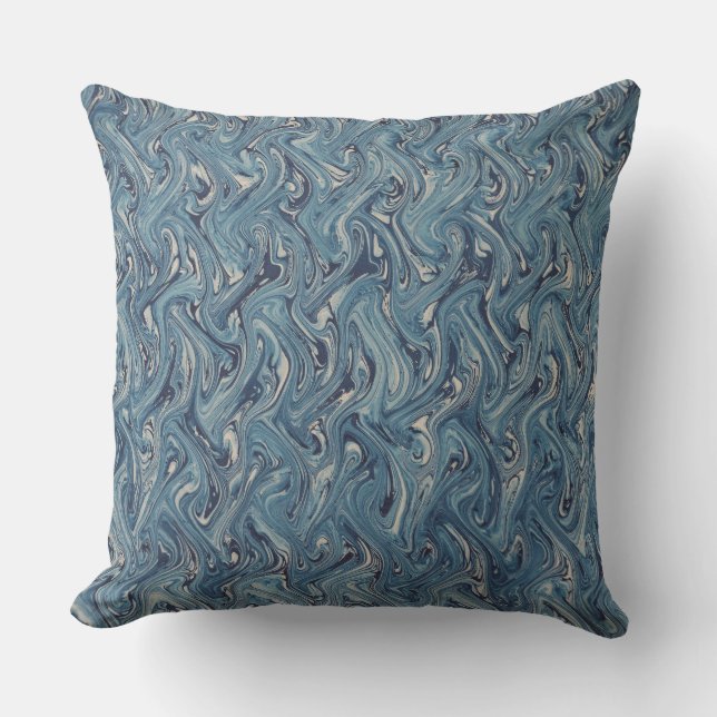 Coussin Conception d'ondulation bleue (Recto)