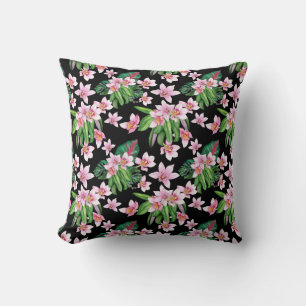 Coussin Conception d'orchidées à l'aquarelle 27 