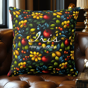 Coussin Conception d'oreiller d'art populaire floral Khokh