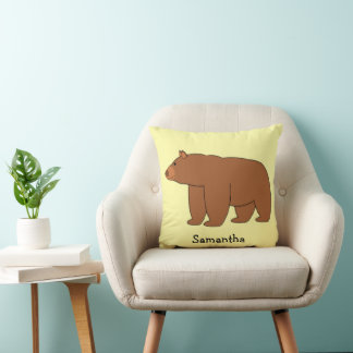 Coussin Conception d'ours grizzly sur fond de n'importe qu