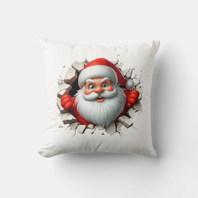 Coussin Conception drôle de 3D du Père Noël pour les fêtes (Recto)