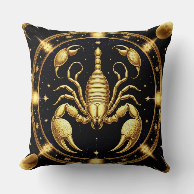 Coussin Conception du zodiaque Scorpion doré (Recto)