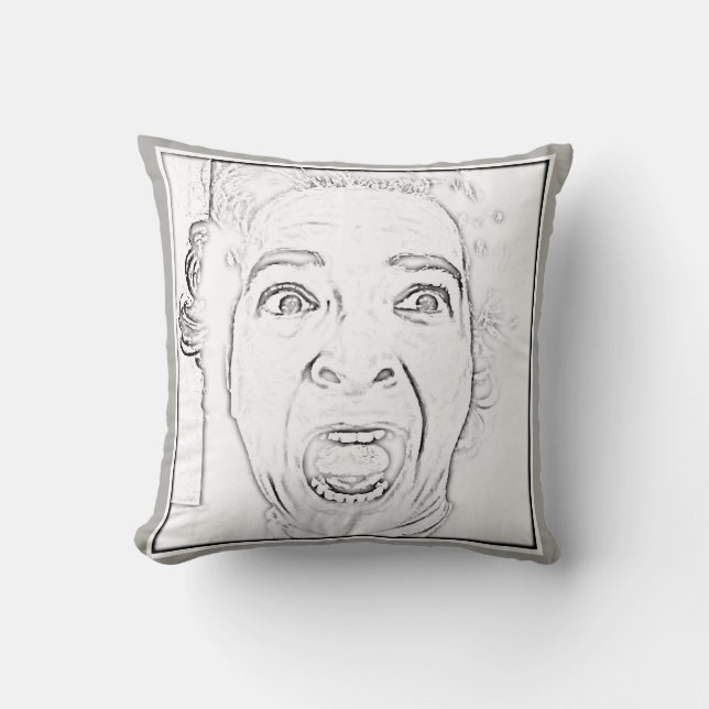 Coussin Conception effrayée hilare de visage de femme (Recto)