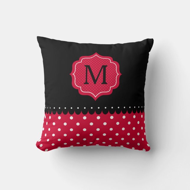 Coussin Conception faite sur commande noire blanche rouge (Recto)