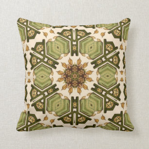 Coussin Conception florale abstraite Tan Chartreuse olive