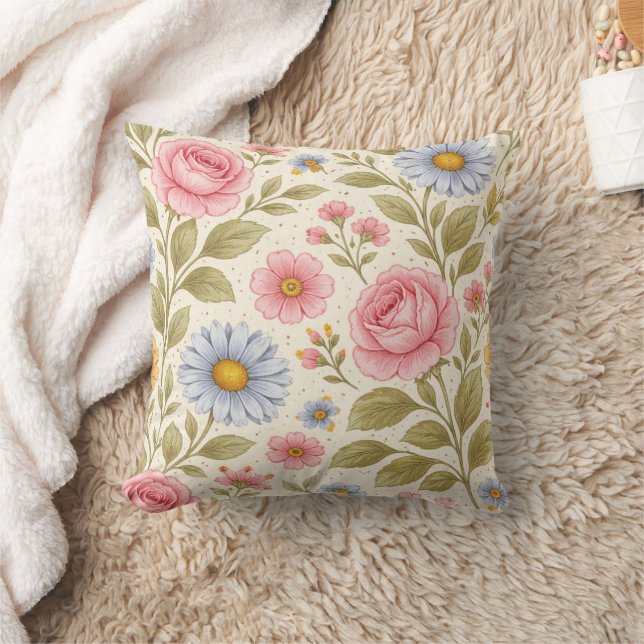 Coussin Conception Florale Élégante | Motif de Fleurs Bota (Couverture)