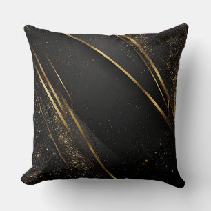 Coussin Conception géométrique abstraite noire et or