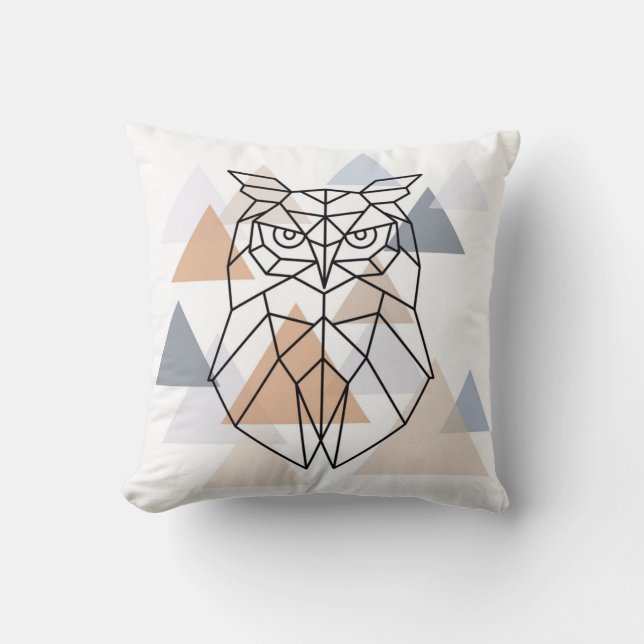 Coussin Conception géométrique de hibou (Recto)