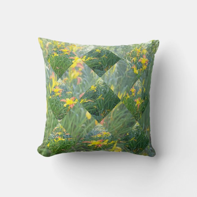 Coussin Conception géométrique de terrain jaune, (Recto)