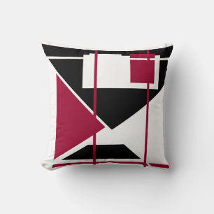 Coussin Conception géométrique triangulaire en noir blanc 