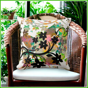 Coussin Conception graphique botanique multicolore [Fleur 