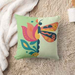 Coussin Conception graphique d'insecte et de fleur ludique