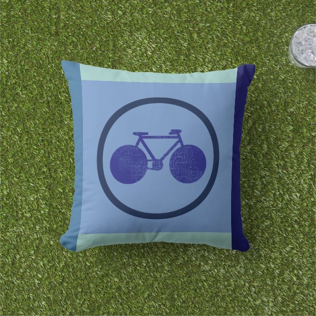Coussin Conception inspirée du vélo sur le bleu géométriqu (Herbe)
