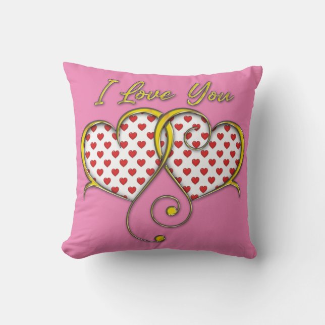 Coussin Conception Je T'aime Cœurs Dorés (Recto)