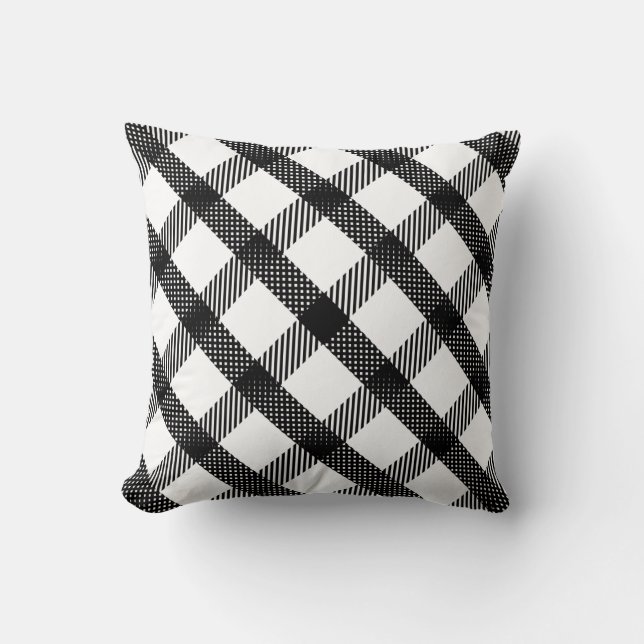 Coussin Conception noire et blanche de plaid (Recto)