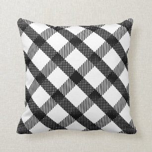 Coussin Conception noire et blanche de plaid