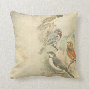Coussin Conception portée par oiseaux vintages