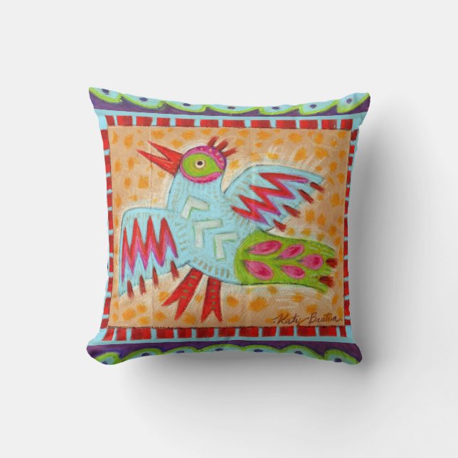 Coussin Conception réversible d'oiseau et de poissons (Recto)