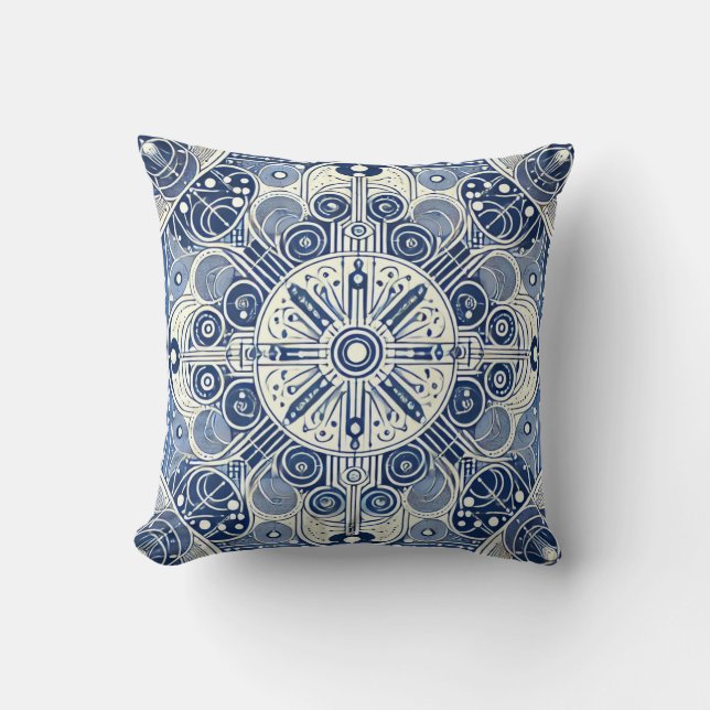 Coussin Conception symétrique Indigo & White (Recto)