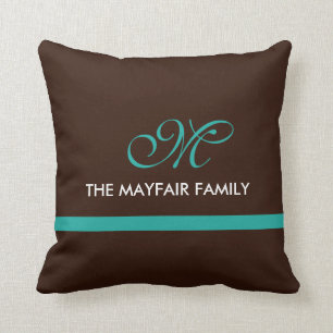 Coussin Conception turquoise Brown de monogramme de