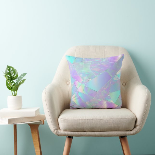 Coussin Conception turquoise et violette Iridescente (Chaise)