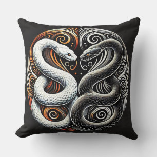 Coussin Conception Yin Yang avec deux serpents