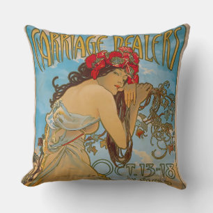 Coussin Concessionnaires de transport par Alphonse Mucha (