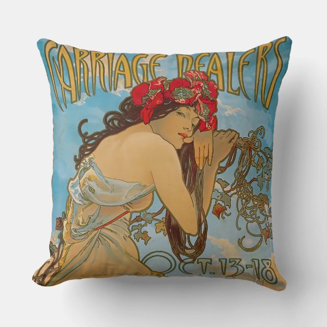 Coussin Concessionnaires de transport par Alphonse Mucha ( (Recto)