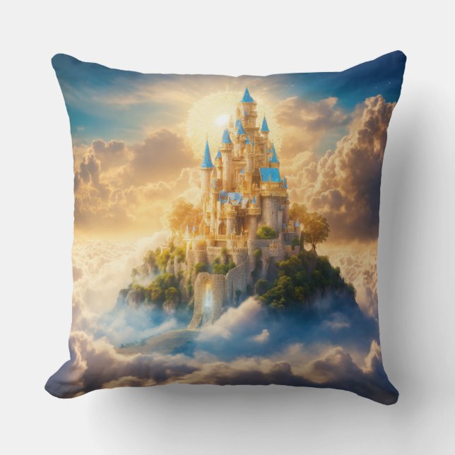 Coussin Concevoir une scène onirique d'un château sur un n (Recto)
