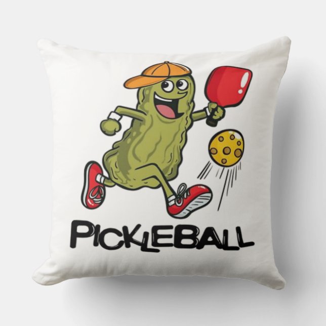 Coussin Concombre Drôle Jouant Pickleball  (Recto)