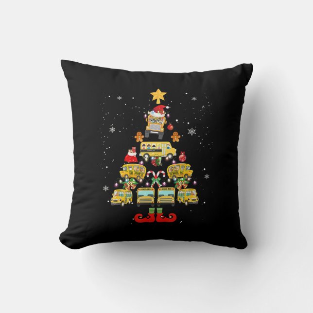 Coussin Conducteur de bus scolaire Cadeau d'arbre de Noël (Recto)