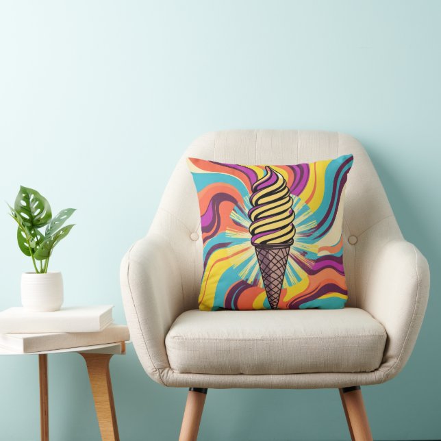 Coussin Cône de glace Art Pop Psychédélique (Chaise)