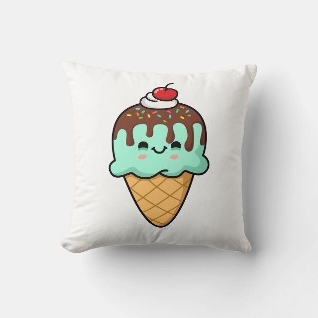 Coussin Cone de glace Cute Kawaii (Recto)