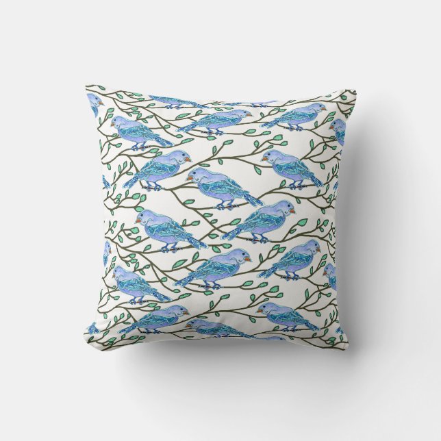 Coussin Conférence bleue d'oiseau (Recto)