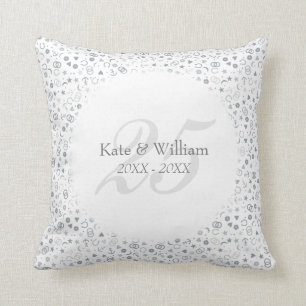 Coussin Confetti d'argent pour le 25e anniversaire du Mari
