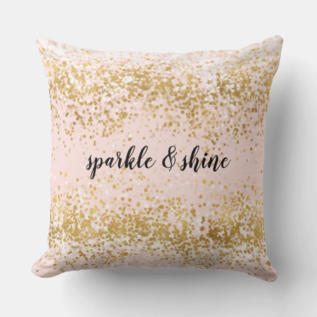Coussin Confetti d'or blanc rose pâle (Recto)