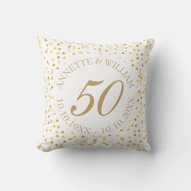 Coussin Confetti du 50e anniversaire du Mariage (Recto)