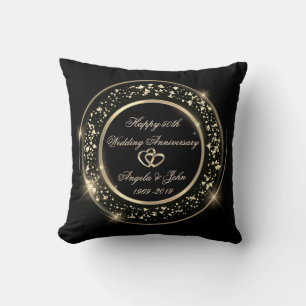 Coussin Confettis Dorés, Cœur 50e Anniversaire de Mariage