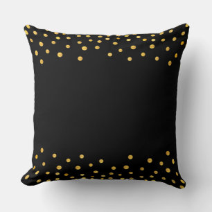 Coussin Confettis dorés élégants sur fond noir